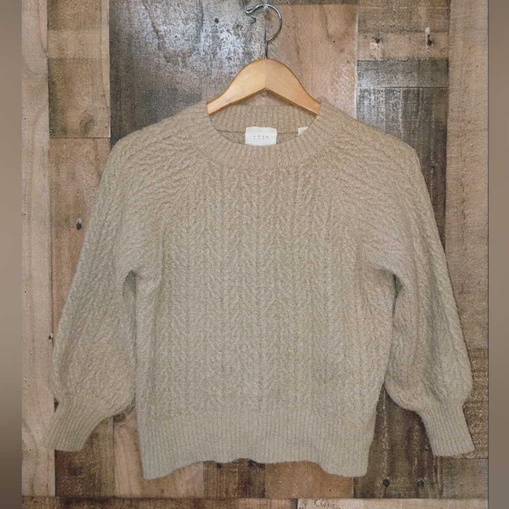 Doen Cozy Cable Knit Tan Sweater Wool Blend Size XS